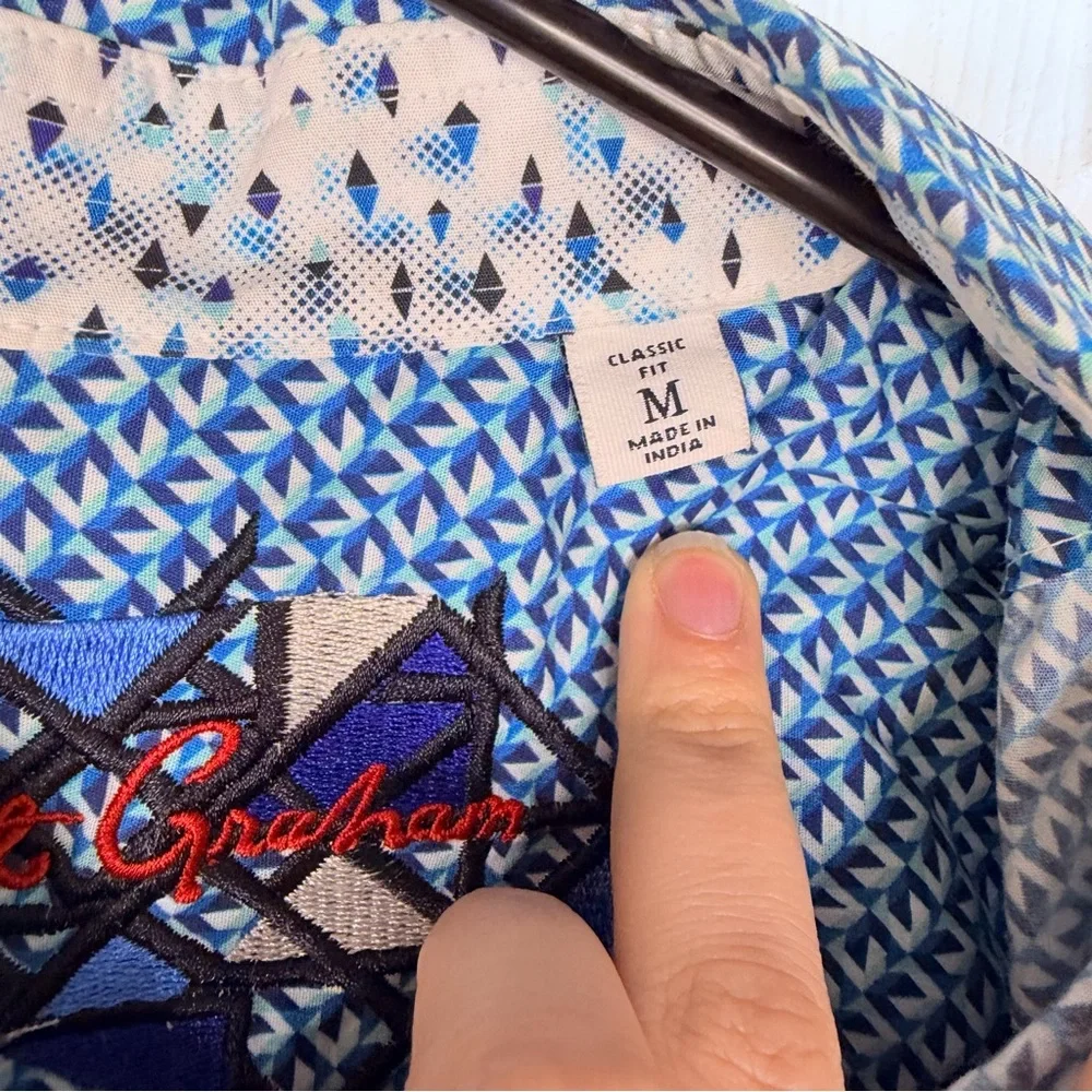 Sz M Robert Graham Classic Fit Blue Button Up Dress Shirt NWOT $498 MSRP